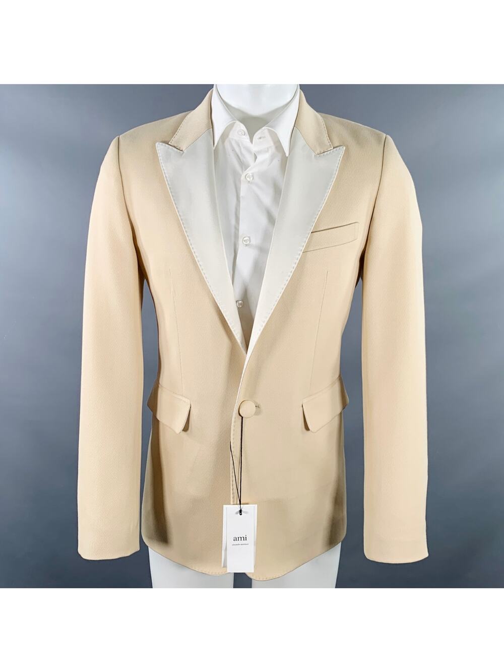 AMI by ALEXANDRE MATTIUSSI Size 36 Beige Textured Wool Sport Coat